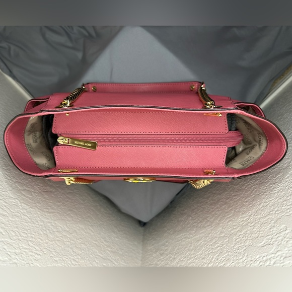 Michael Kors Pink Saffiano Leather Small Jet Set Travel Tote Shoulder Bag - Picture 3 of 7